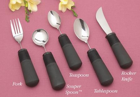 Adaptive Utensils - Weighted and Bendable 6 oz. Arthritis Aid Silverware -  Easy Grip for Shaking, Elderly & Trembling Hands - Stainless Steel Spoons,  Fork & Knife