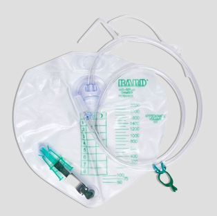 Bard urine drainage bag with anti-reflux chamber for safe urine collection