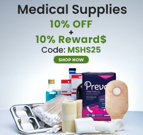 Promotional banner highlighting discounts on medical supplies